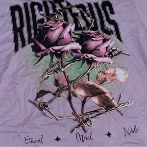 Mister Tee Lilac Graphic Tee Righteous Rose Logo Design Womens Size Small